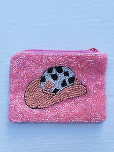 Pink Cowgirl Hat-Beaded Coin Purse